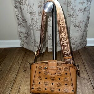 MCM Cognac Monogram Crossbody Bag